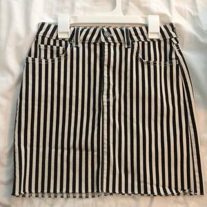 Hollister black and white striped denim skirt